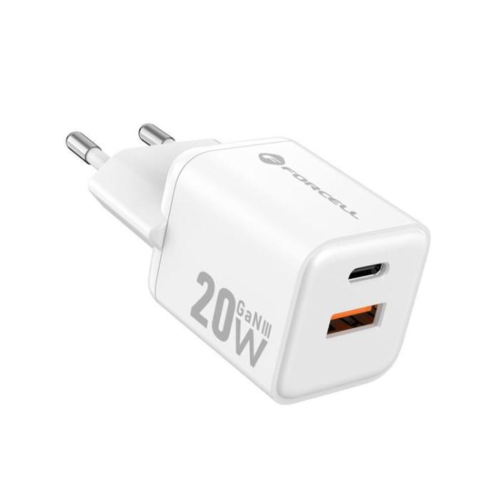 Forcell - Forcell Mini Snabbladdare 20W USB-C/USB-A GaN III QC4.0 PD
