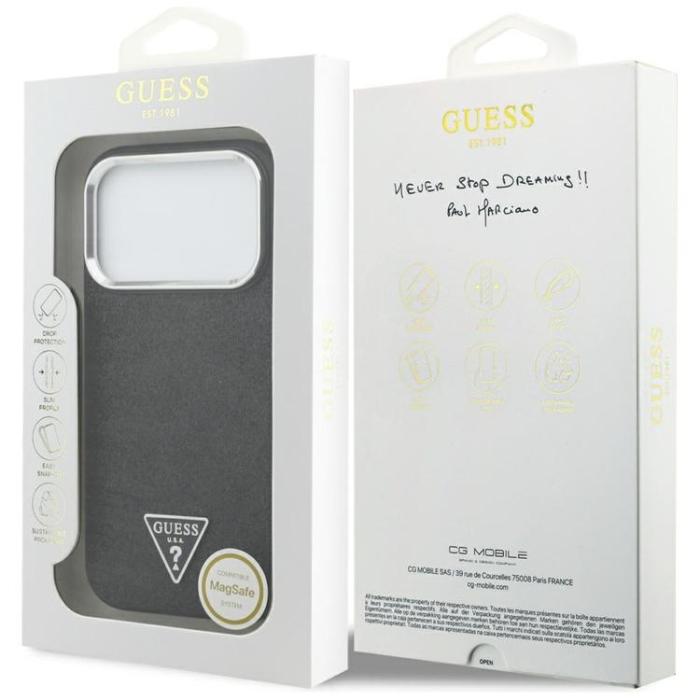 Guess - Guess iPhone 17 Pro Mobilskal MagSafe Glitter Triangle Logo - Svart