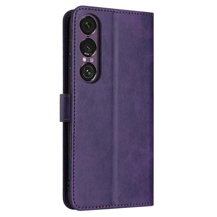 A-One Brand - Sony Xperia 1 VII Plånboksfodral Calf Texture Med Rem - Lila