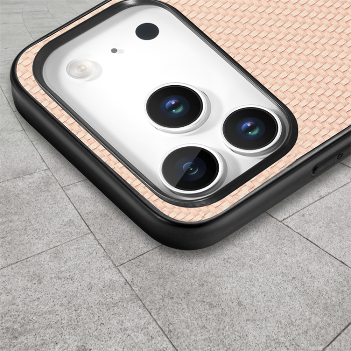 A-One Brand - iPhone 17 Pro Max Mobilskal Carbon Fiber PU Läder - Aprikos
