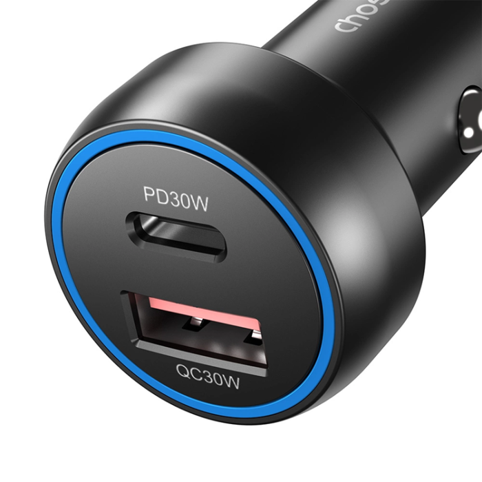 Choetech - Choetech Billaddare 60W USB-C USB-A - Svart