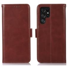 OEM - Samsung Galaxy S26 Ultra Pl&aring;nboksfodral RFID Skydd Konstl&auml;der - Brun