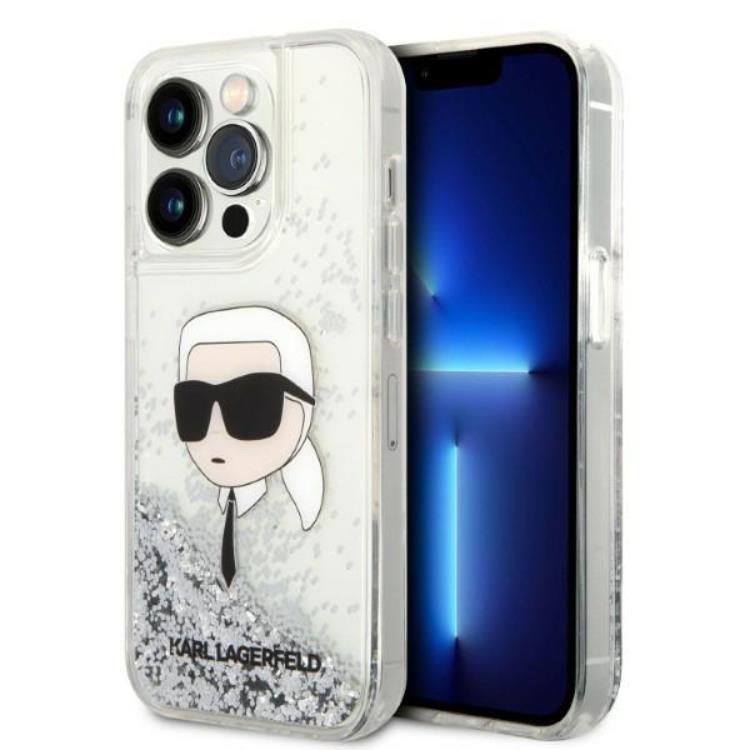 Karl Lagerfeld iPhone 14 Pro Skal Glitter Karl Head - Silver | 2353 | AlltMobil