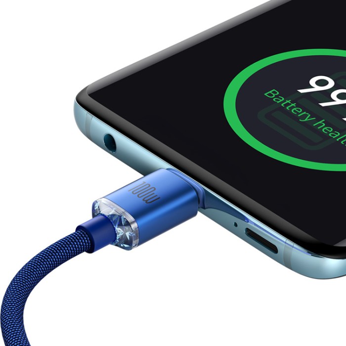BASEUS - Baseus USB-C till USB-C Kablar 100W 2m - Blå