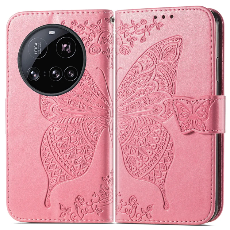 Xiaomi 15 Ultra Konstläder Plånboksfodral Butterfly Pattern - Rosa | 2353 | AlltMobil