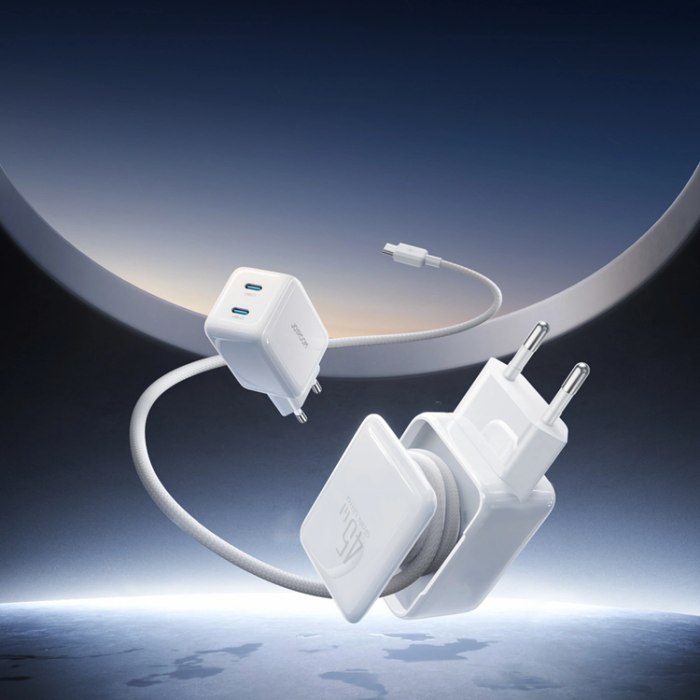 Joyroom - Joyroom Snabbladdare 45W 2x USB-C med USB-C Kabel - Vit