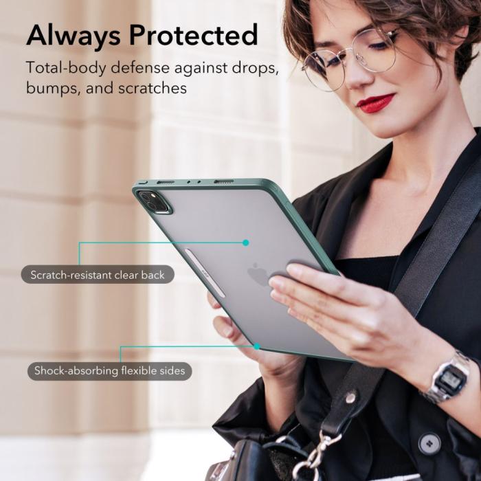 ESR - ESR iPad Pro 12.9 (2021/2022) Fodral Ascend Trifold - Skog grön
