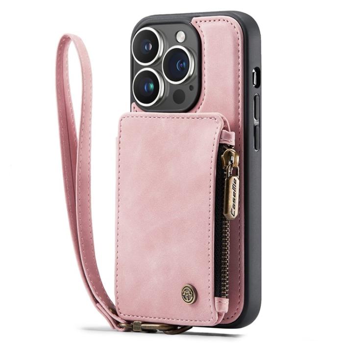 Caseme - CASEME iPhone 14 Pro Plånboksfodral C20 Zipper Kickstand - Rosa