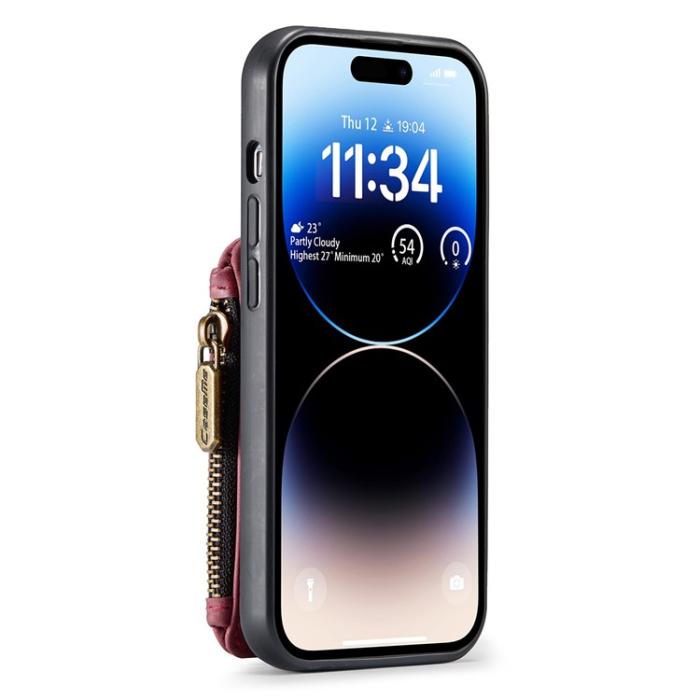 Caseme - CASEME iPhone 14 Pro Plånboksfodral C20 Zipper Kickstand - Rosa