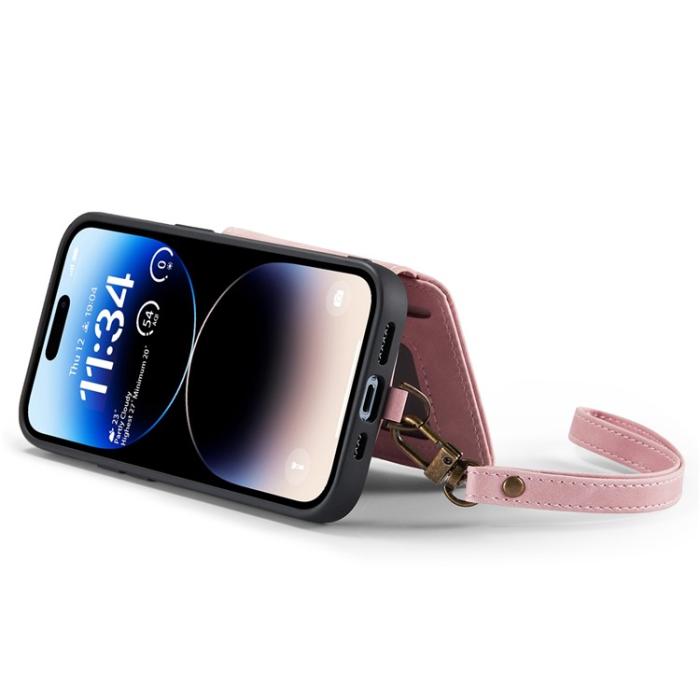 Caseme - CASEME iPhone 14 Pro Plånboksfodral C20 Zipper Kickstand - Rosa