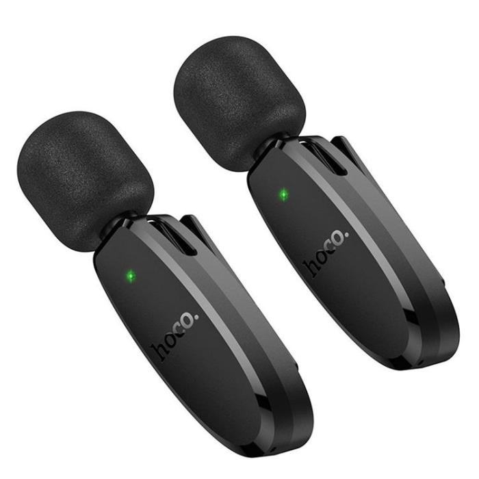 Hoco - HOCO 2-st Trådlös Lavaliermikrofon Lightning, USB-C L15 - Svart