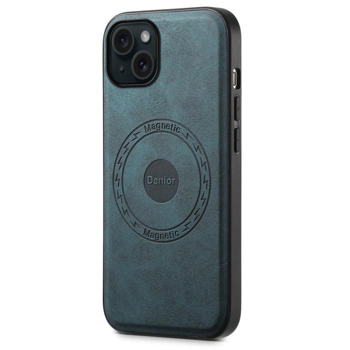 DENIOR - DENIOR A11 iPhone 15 Plus Fodral MagSafe Konstläder PC+TPU Blå