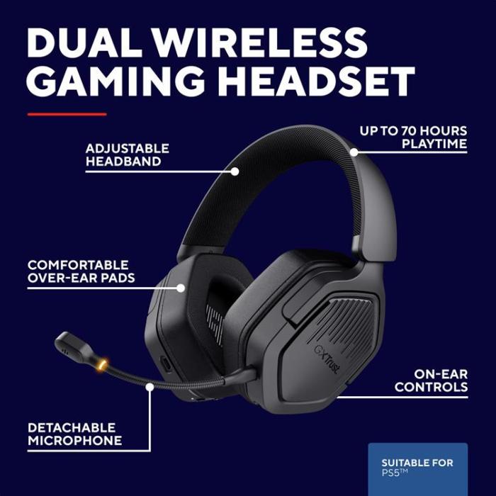 Trust - Trust GXT 493PS Carus Trådlöst gamingheadset PS5 Svart