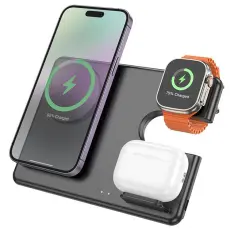 Hoco - HOCO 3-in-1 Trådlös laddare iPhone - Apple Watch - Airpods - Svart