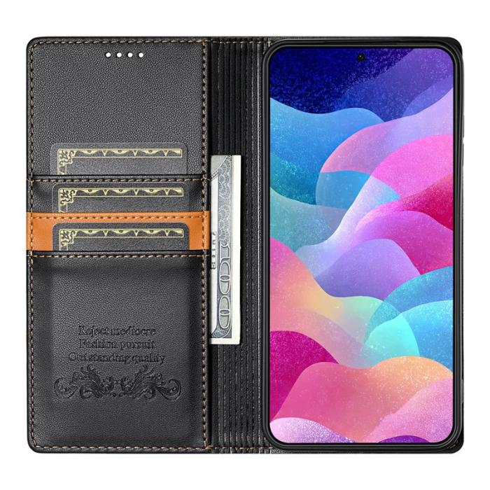 N.BEKUS - N.BEKUS P3 För Samsung Galaxy S26 Konstläder Plånboksfodral RFID-Skydd - Svart