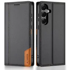 N.BEKUS - N.BEKUS P3 F&ouml;r Samsung Galaxy S26 Konstl&auml;der Pl&aring;nboksfodral RFID-Skydd - Svart