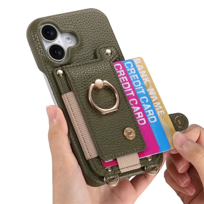 A-One Brand - iPhone 16 Mobilskal med Korthållare Ring Kickstand