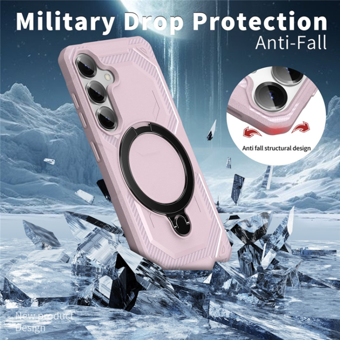 A-One Brand - Galaxy S25/S24 Mobilskal MagSafe Kickstativ - Rosa