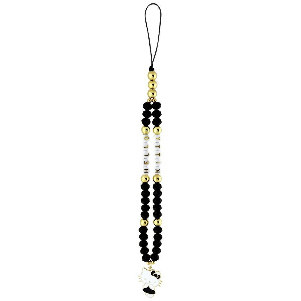 Hello Kitty Mobilrem Pearls & Beads Kitty Charm – Svart