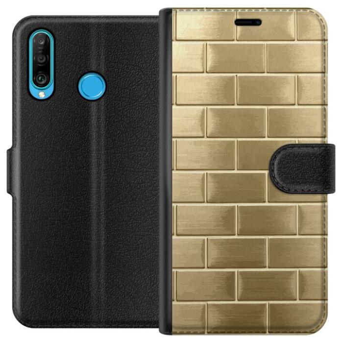 iSecrets - Plånboksfodral till Huawei P30 lite med Gyllene Murstenar