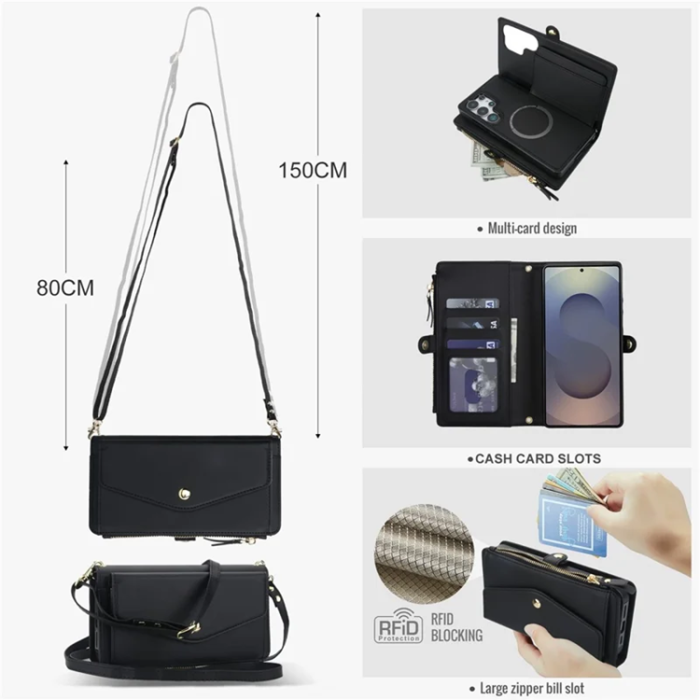 A-One Brand - Galaxy S25 Ultra Plånboksfodral MagSafe Detachable - Svart