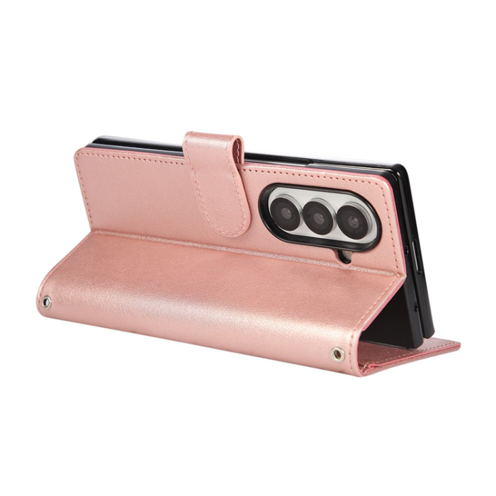 A-One Brand - Galaxy Z Fold7 Plånboksfodral Med Handledsrem - Roséguld