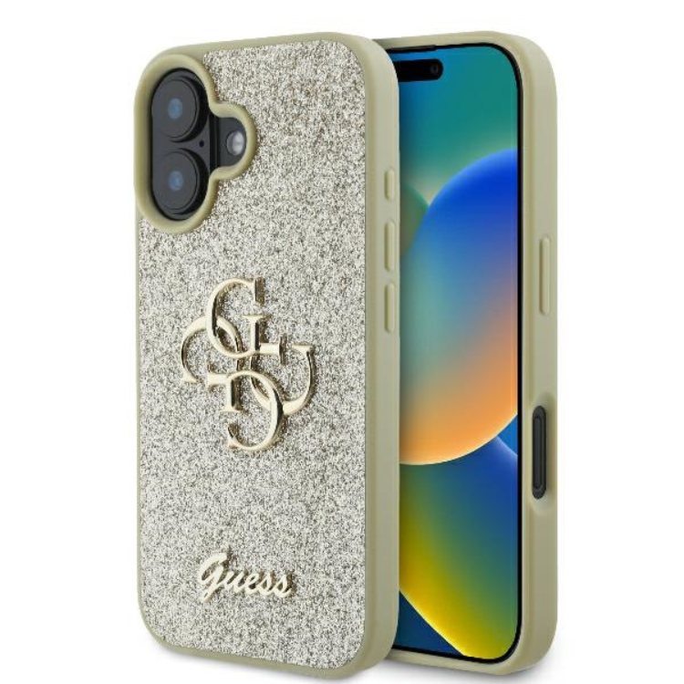 Guess iPhone 16 Plus Mobilskal Fixed Glitter Big 4G - Guld | 2353 | AlltMobil