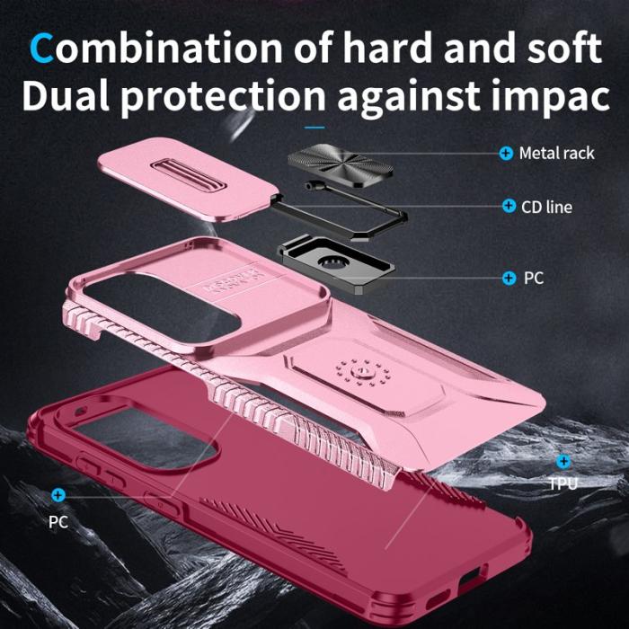 OEM - Mobilskal för Samsung Galaxy S26 Camshield Kickstand TPU + PC - Rosa