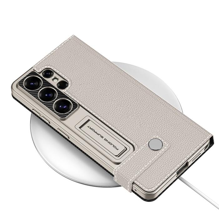 GKK - GKK Mobilfodral för Samsung Galaxy S26 Ultra Konstläder Kickstand - Grå