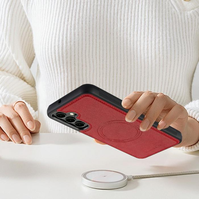 LC.imeeke - LC.IMEEKE Mobilskal för Samsung Galaxy S26 Magnetiskt Konstläder + TPU - Röd