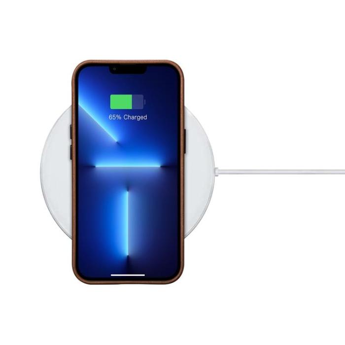 UTGATT1 - iCarer iPhone 14 Pro Max Skal Magsafe Äkta Läder Oil Wax - Rödbrun