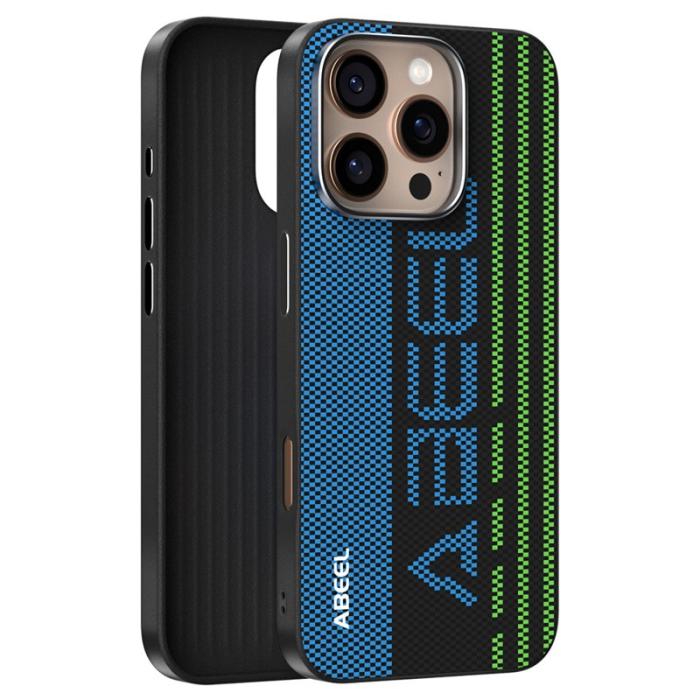 ABEEL - ABEEL Mobilskal till iPhone 16 Pro MagSafe TPU Aluminium Läder Svart