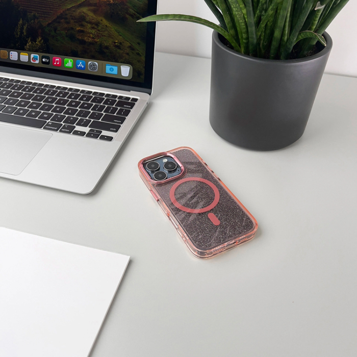 A-One Brand - iPhone 17 Pro Max Mobilskal MagSafe Glitter - Rosa