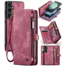 Caseme - CASEME 008 Konstl&auml;der Pl&aring;nboksfodral f&ouml;r Samsung Galaxy S23 FE - R&ouml;d