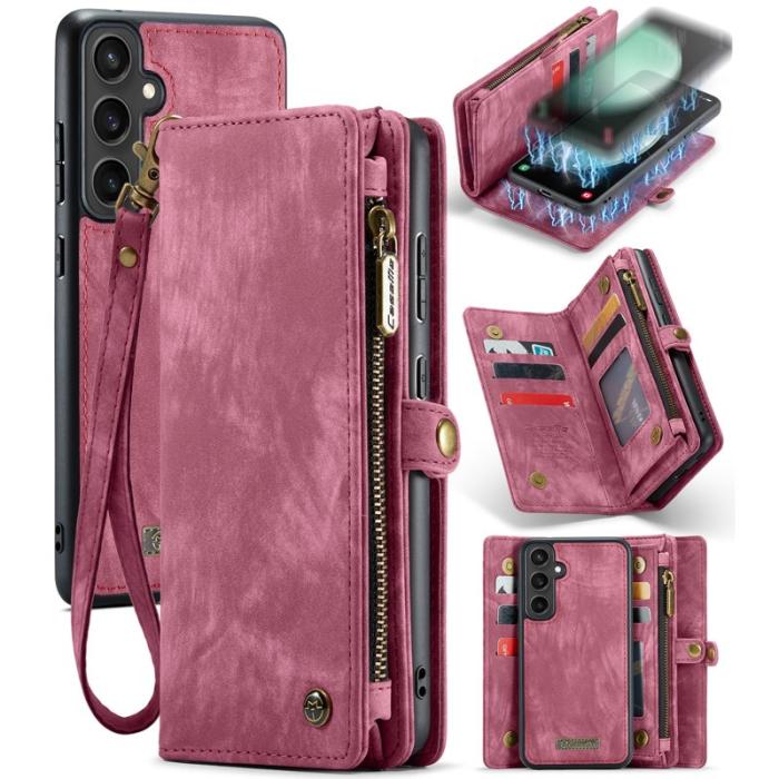 Caseme - CASEME 008 Konstläder Plånboksfodral för Samsung Galaxy S23 FE - Röd