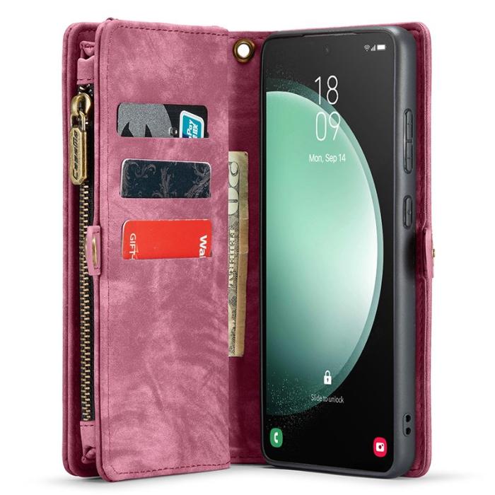 Caseme - CASEME 008 Konstläder Plånboksfodral för Samsung Galaxy S23 FE - Röd