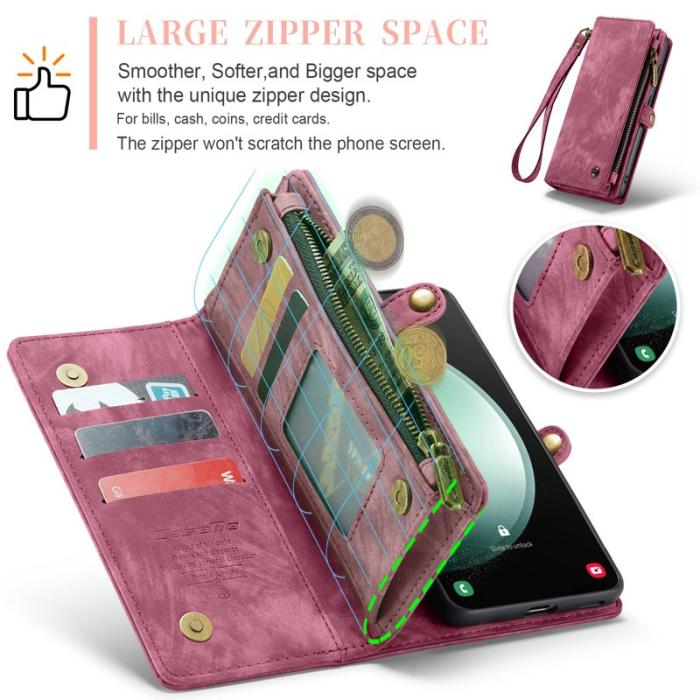 Caseme - CASEME 008 Konstläder Plånboksfodral för Samsung Galaxy S23 FE - Röd