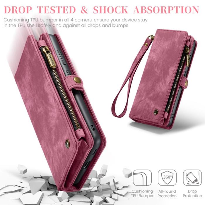 Caseme - CASEME 008 Konstläder Plånboksfodral för Samsung Galaxy S23 FE - Röd