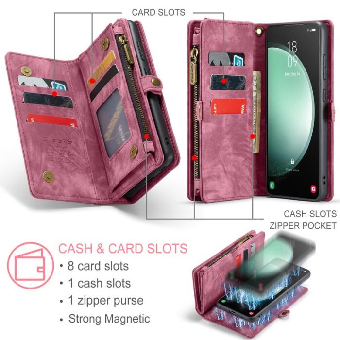 Caseme - CASEME 008 Konstläder Plånboksfodral för Samsung Galaxy S23 FE - Röd