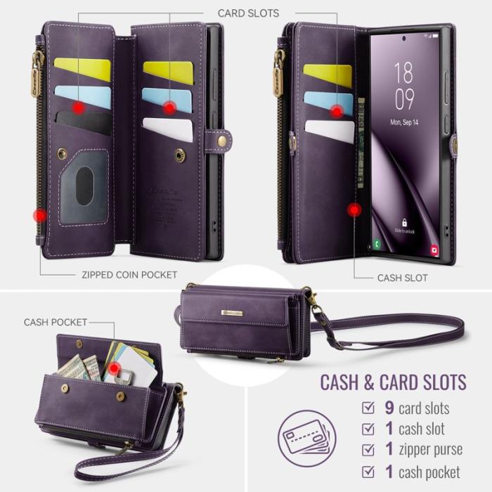 Caseme - CASEME C39 Mobilskal till Samsung Galaxy S24 Ultra RFID-Skydd Låsning Lila