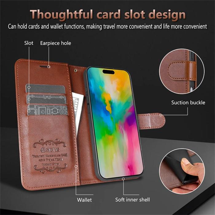 AZNS - AZNS iPhone Air Plånboksfodral Anti-Scratch Konstläder - Svart