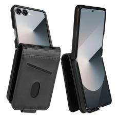 AZNS - AZNS Samsung Galaxy Z Flip7 Fodral Card Holder KonstL&auml;der - Svart