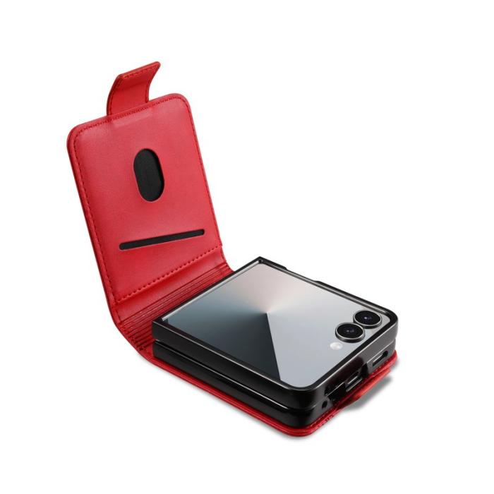 AZNS - AZNS Samsung Galaxy Z Flip7 Fodral Card Holder KonstLäder - Röd