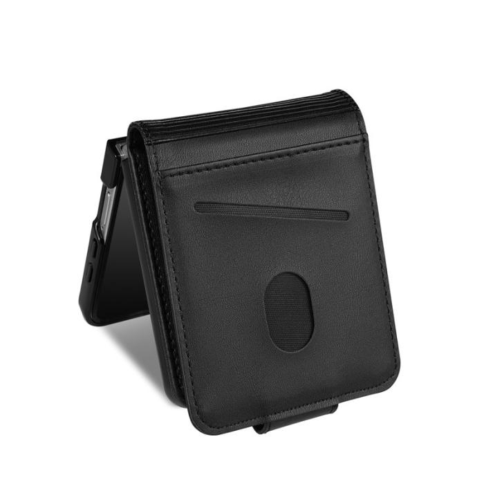 AZNS - AZNS Samsung Galaxy Z Flip7 Fodral Card Holder KonstLäder - Svart