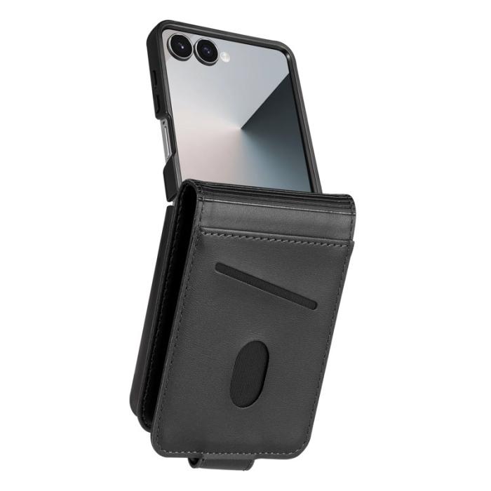AZNS - AZNS Samsung Galaxy Z Flip7 Fodral Card Holder KonstLäder - Svart