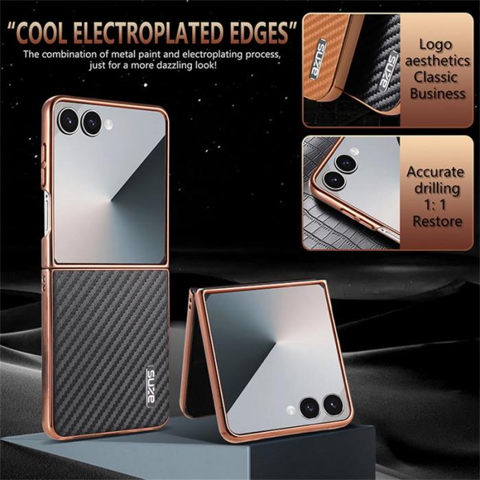 AZNS - AZNS Samsung Galaxy Z Flip7 Fodral - Electroplating Carbon Fiber - Svart