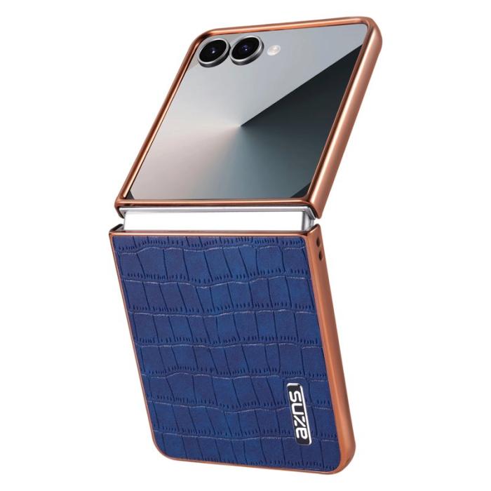 AZNS - AZNS Samsung Galaxy Z Flip7 Fodral - Electroplating KonstLäder + PC - Blå