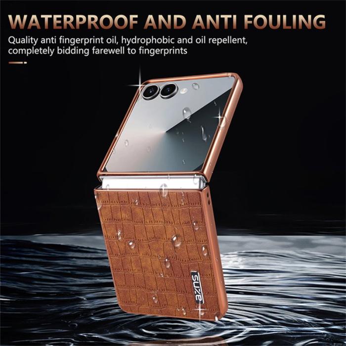 AZNS - AZNS Samsung Galaxy Z Flip7 Fodral - Electroplating KonstLäder + PC - Blå