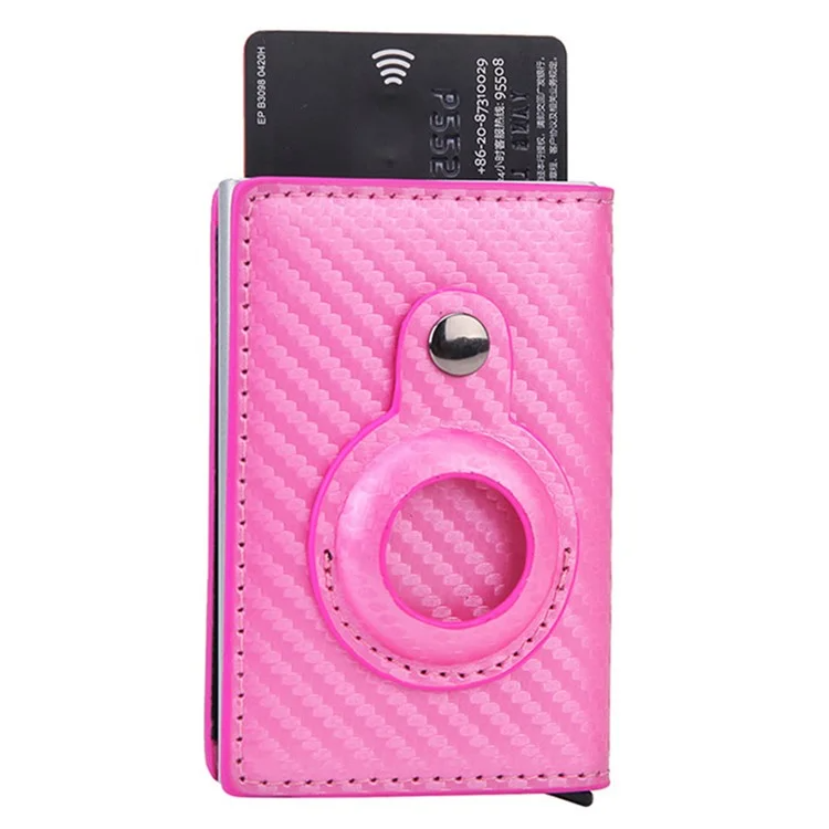 AirTag Korthållare RFID Blocking Mikrofiber Läder - Rosa | 264 | AlltMobil
