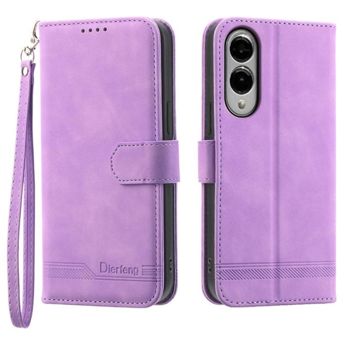 DIERFENG - DIERFENG DF-03 Samsung Galaxy S25 Edge Plånboksfodral Konstläder - Lila